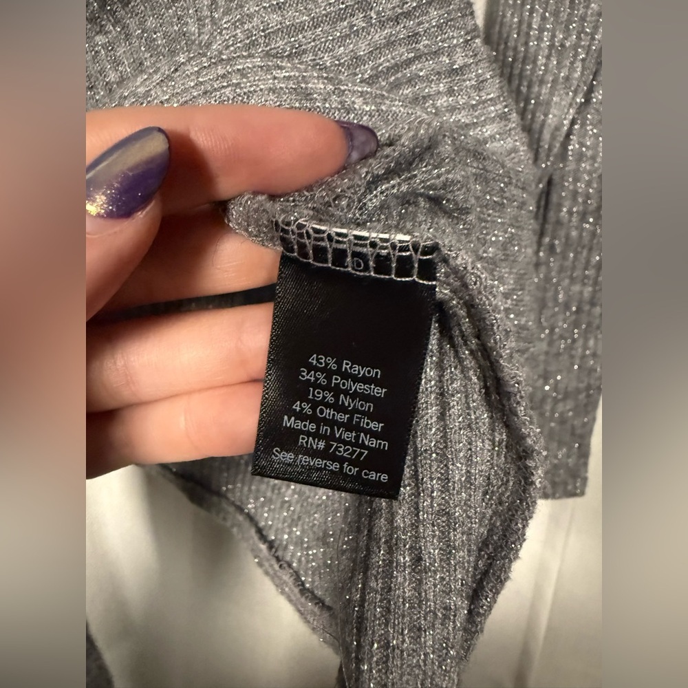 Simply Vera Vera Wang Silver Grey Tie Waist Crewneck Sweater Size XL - Picture 7 of 9